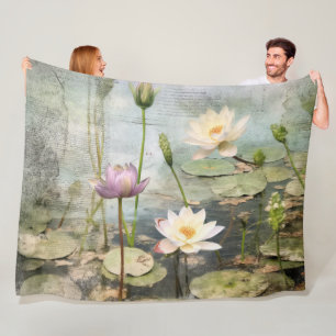 Flüster der asiatischen Wasserlilie Romance in Vin Fleecedecke