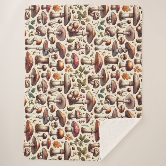 Flüsterholz: Nahtloses Pilz-Muster Collec Sherpadecke (Vorderseite)