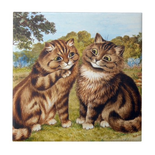 Flüsterkatze, Louis Wain Fliese (Vorderseite)