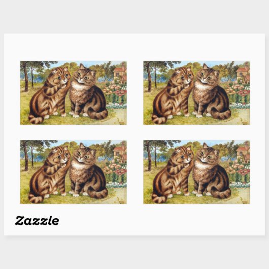 Flüsterkatze, Louis Wain Rechteckiger Aufkleber (Blatt)