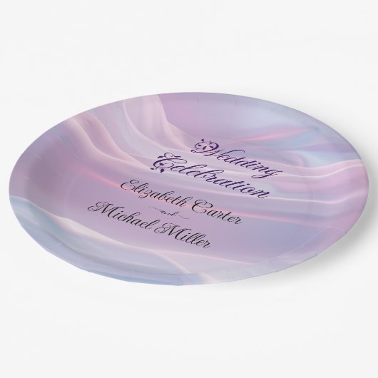 Flüstern aus Seide: Träume pastellfarbene Wellen R Pappteller (Schrägansicht)