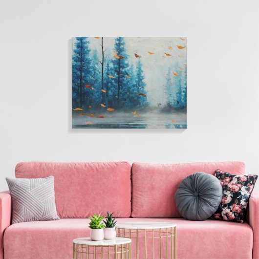 Flüstern Blätter Blauwald Dreamscape Abstrakt Leinwanddruck (Insitu (Wohnzimmer))