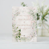 Flüstern & Blush-Hochzeit Sichern Sie die Datumska Save The Date (Stehend Vorderseite)