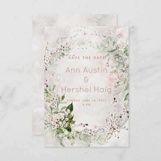 Flüstern & Blush-Hochzeit Sichern Sie die Datumska Save The Date (Vorne/Hinten)