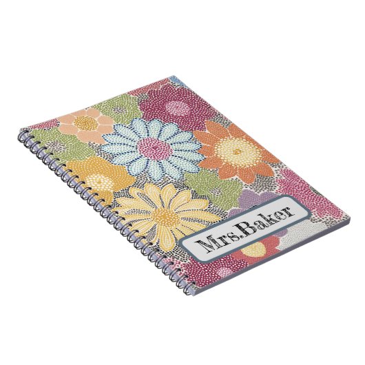 Flüstern Blüten verkomplizierte Dot Art Blumendesi Notizblock (Rechte Seite)