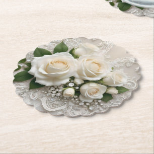 Flüstern der Elegance: Rose-Spitze und zeitlose St Untersetzer