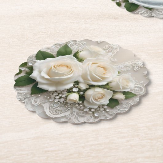 Flüstern der Elegance: Rose-Spitze und zeitlose St Untersetzer (angewinkelt)