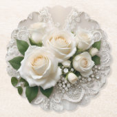 Flüstern der Elegance: Rose-Spitze und zeitlose St Untersetzer (Vorderseite)