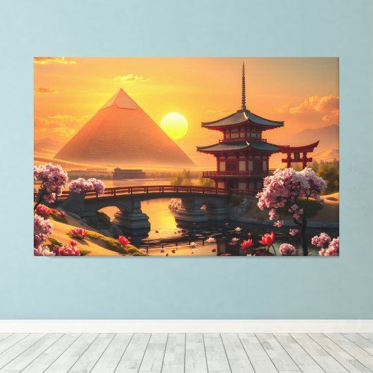 Flüstern der Ewigkeit: Sakura-Brücke Leinwanddruck (Insitu (Holzboden))