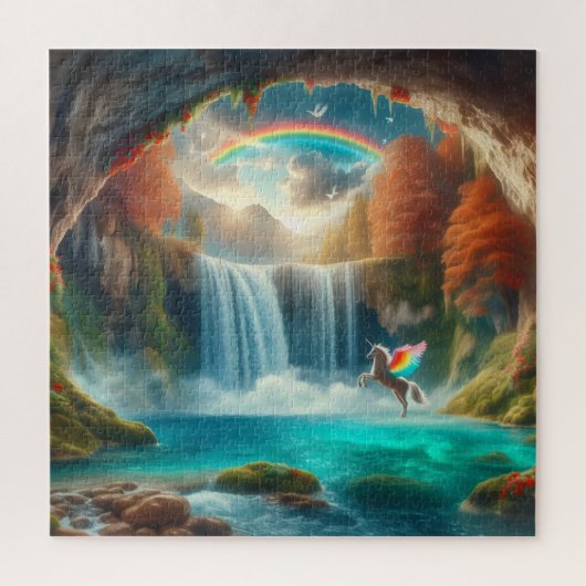 Flüstern der Fantasie: Unicorn's Kaskade im Herbst Puzzle (Vertikal)