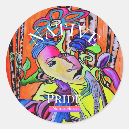 Flüstern der Farben Native Pride Anpassbar  Runder Aufkleber (Vorderseite)