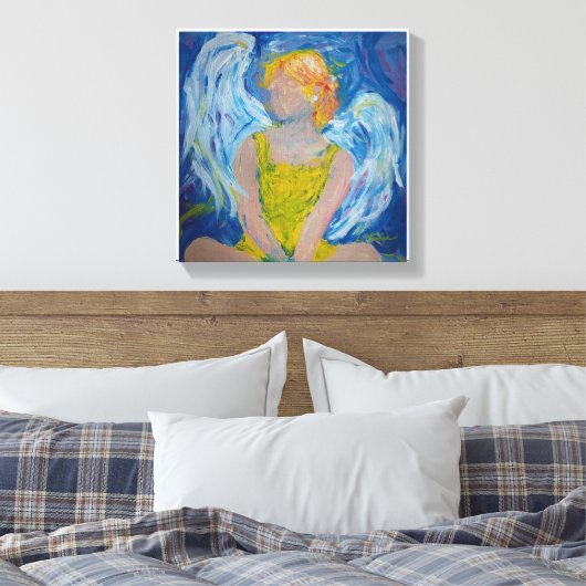 "Flüstern der Liebe" Angel Canvas Print Leinwanddruck (Insitu (Schlafzimmer))