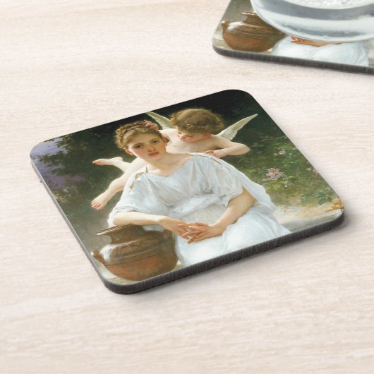 Flüstern der Liebe, Erste Reverie von Bouguereau Getränkeuntersetzer (Linke Seite)