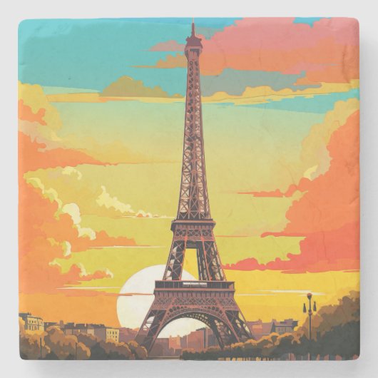 Flüstern der Liebe unter dem Eiffel #9 Steinuntersetzer (Vorderseite)