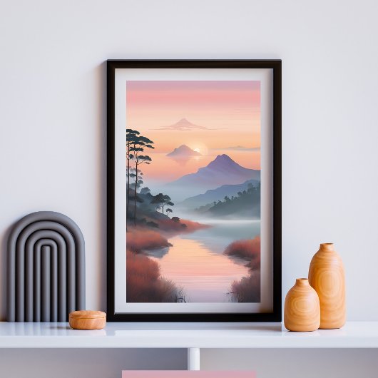 Flüstern der Morgendämmerung Ruhige Berglandschaft Poster