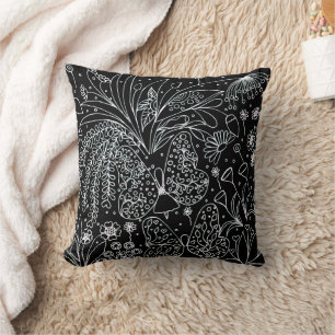 Flüstern der Natur Botanische Line Art Quadratisch Kissen