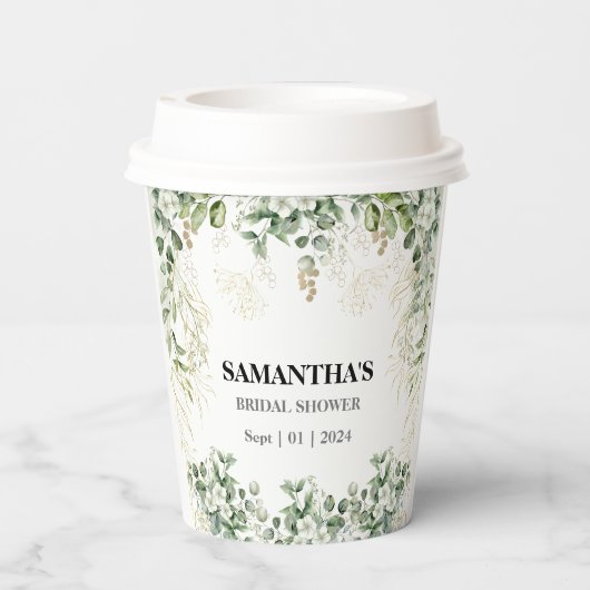 Flüstern der Natur: Botanisches Bliss-Brautparty Pappbecher (Rückseite)