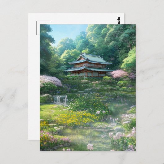 Flüstern der Natur, Friedlicher Garten Postkarte (Vorne/Hinten)