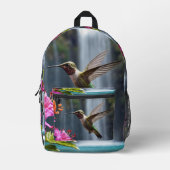 "Flüstern der Natur: Hummingbird, Wasserfall, Bedruckter Rucksack (Vorderseite)