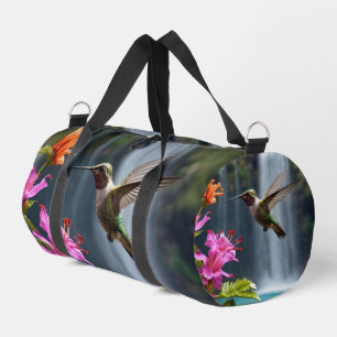 "Flüstern der Natur: Hummingbird, Wasserfall, Duffle Bag