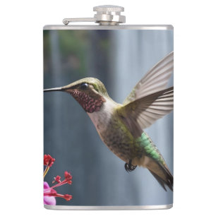 "Flüstern der Natur: Hummingbird, Wasserfall Flachmann
