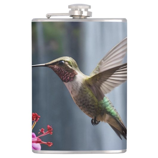 "Flüstern der Natur: Hummingbird, Wasserfall Flachmann (Vorderseite)
