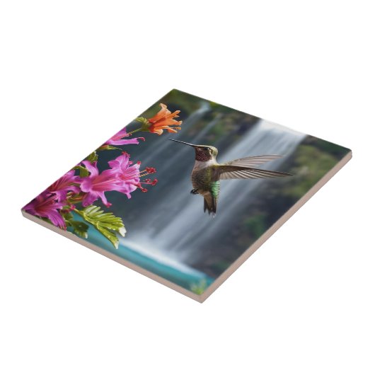 "Flüstern der Natur: Hummingbird, Wasserfall Fliese (Seite)