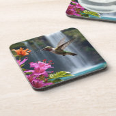 "Flüstern der Natur: Hummingbird, Wasserfall Getränkeuntersetzer (Linke Seite)