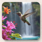 "Flüstern der Natur: Hummingbird, Wasserfall Getränkeuntersetzer (Vorderseite)