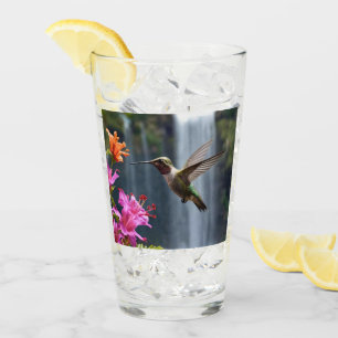 "Flüstern der Natur: Hummingbird, Wasserfall Glas
