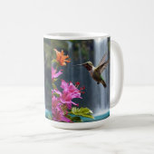 "Flüstern der Natur: Hummingbird, Wasserfall Kaffeetasse (VorderseiteRechts)