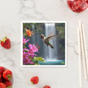 "Flüstern der Natur: Hummingbird, Wasserfall Serviette