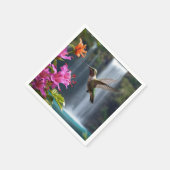"Flüstern der Natur: Hummingbird, Wasserfall Serviette (Ecke)