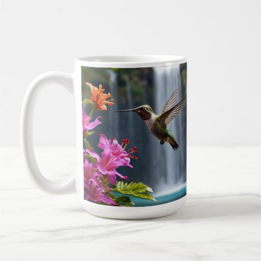"Flüstern der Natur: Kolibri, Wasserfall Kaffeetasse (Links)
