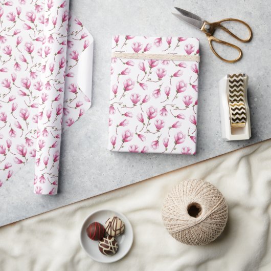 Flüstern der rosa Magnolie Geschenkpapier (Kunsthandwerk)