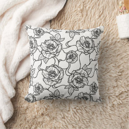 Flüstern der Rose, Elegante Linie Art Blumenmuster Kissen