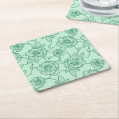 Flüstern der Rose, Elegante Linie Art Blumenmuster Rechteckiger Pappuntersetzer (angewinkelt)