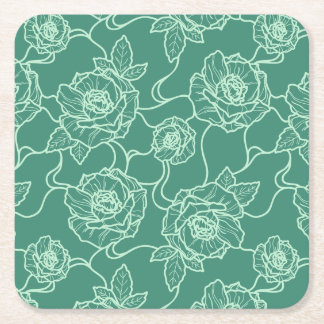 Flüstern der Rose, Elegante Linie Art Blumenmuster Rechteckiger Pappuntersetzer