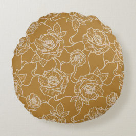 Flüstern der Rose, Elegante Linie Art Blumenmuster Rundes Kissen