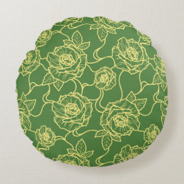 Flüstern der Rose, Elegante Linie Art Blumenmuster Rundes Kissen