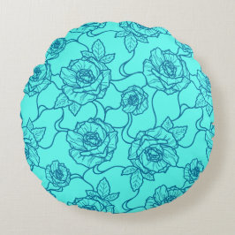 Flüstern der Rose, Elegante Linie Art Blumenmuster Rundes Kissen