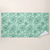 Flüstern der Rose, Elegante Linie Art Blumenmuster Strandtuch (Vorderseite)