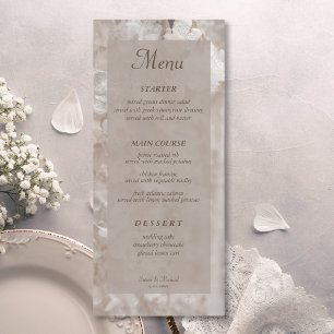 Flüstern der Vintagen romantischen Elfenbeinblume Menükarte