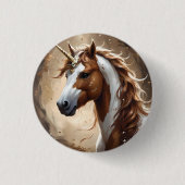 Flüstern des Braun- und Weißfantasy-Einhorns Button (Vorderseite)