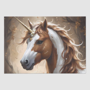Flüstern des Braun- und Weißfantasy-Einhorns Seidenpapier