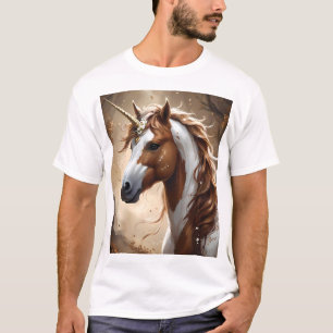 Flüstern des braun-weißen Fantasie-Einhorns, T-Shirt