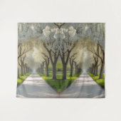 "Flüstern des Frühlings - blühender Weg Wandteppich (Vorderseite (Horizontal))