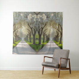 "Flüstern des Frühlings - blühender Weg Wandteppich