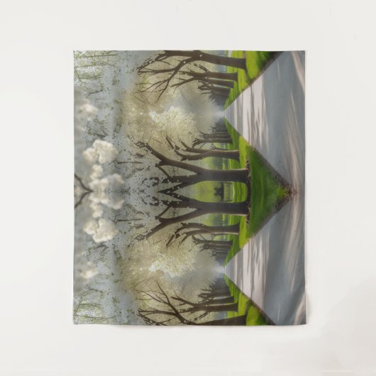 "Flüstern des Frühlings - blühender Weg Wandteppich (Vorderseite)