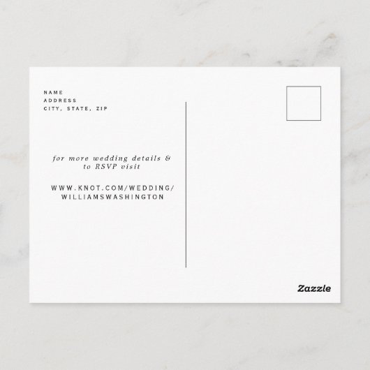 Flüstern des Frühlings Foto Save the Date weiß Postkarte (Rückseite)